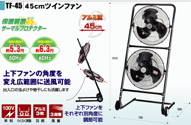 ナカトミ ツインファン45cm TF-45V 